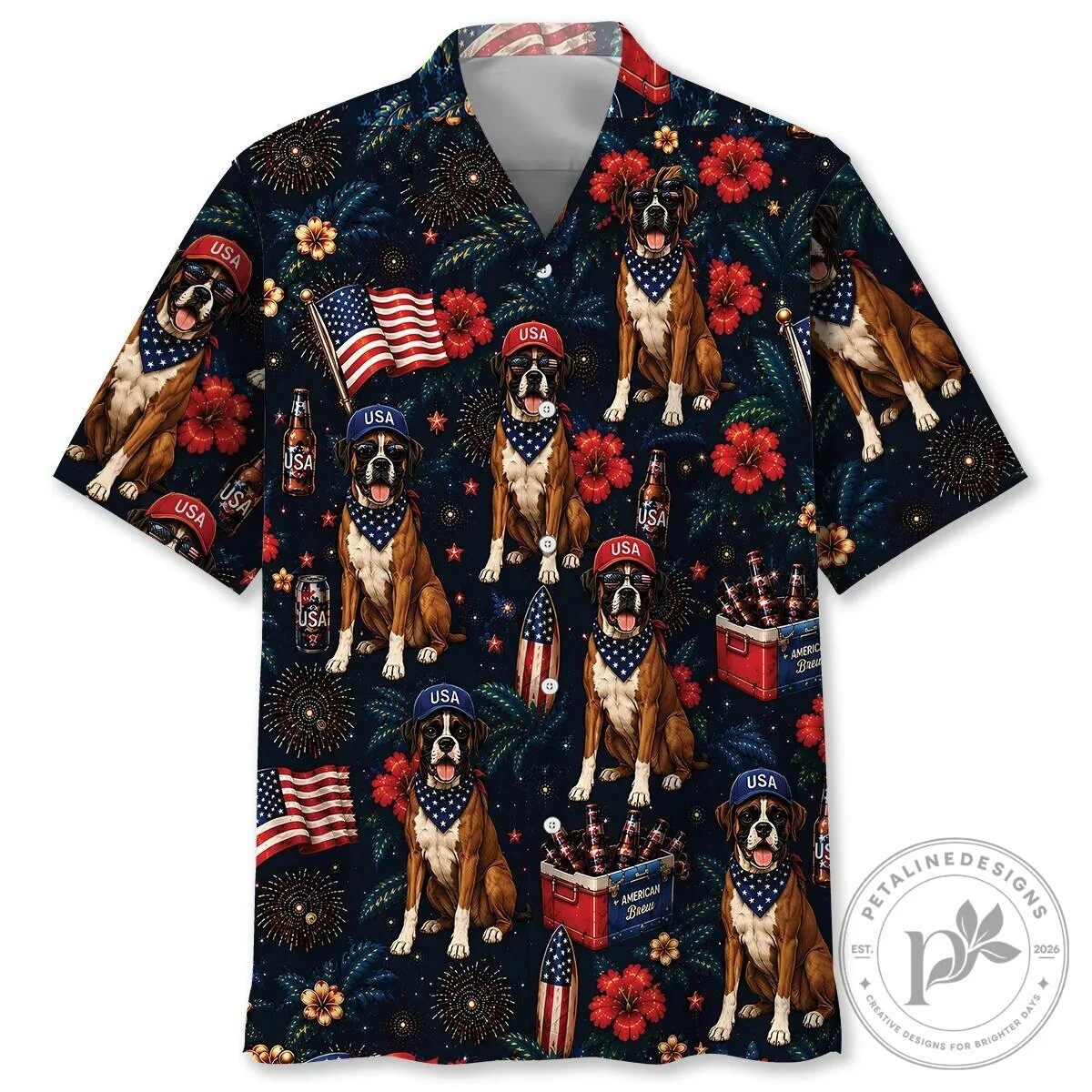 Patriotic Boxer Dog American Flag Fourth of July Hawaiian Shirt 1 Patriotic Boxer Dog American Flag Fourth of July Hawaiian Shirt