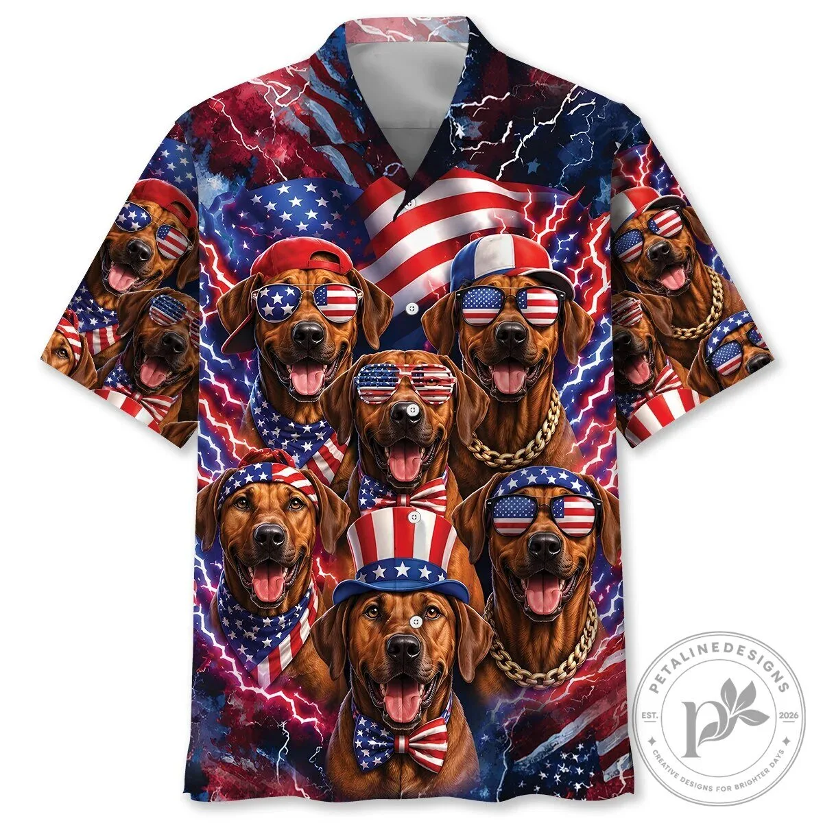 Rhodesian Ridgeback American Patriot Funny Dogs Hawaiian Shirt 2 Rhodesian Ridgeback American Patriot Funny Dogs Hawaiian Shirt