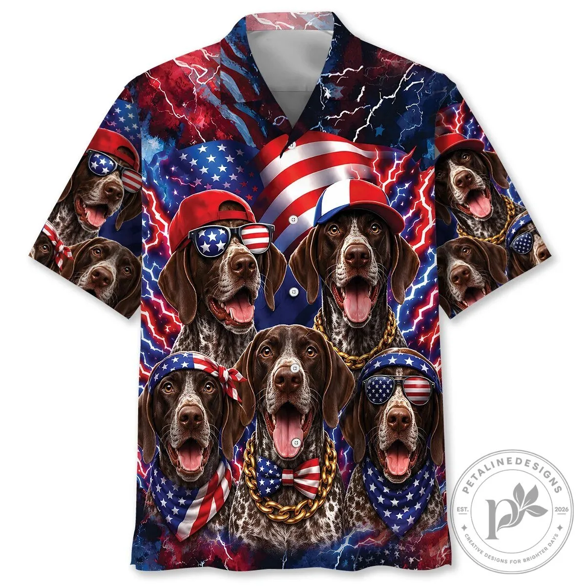 German Shorthaired Pointer Dog American Patriot Hawaiian Shirt 1 German Shorthaired Pointer Dog American Patriot Hawaiian Shirt