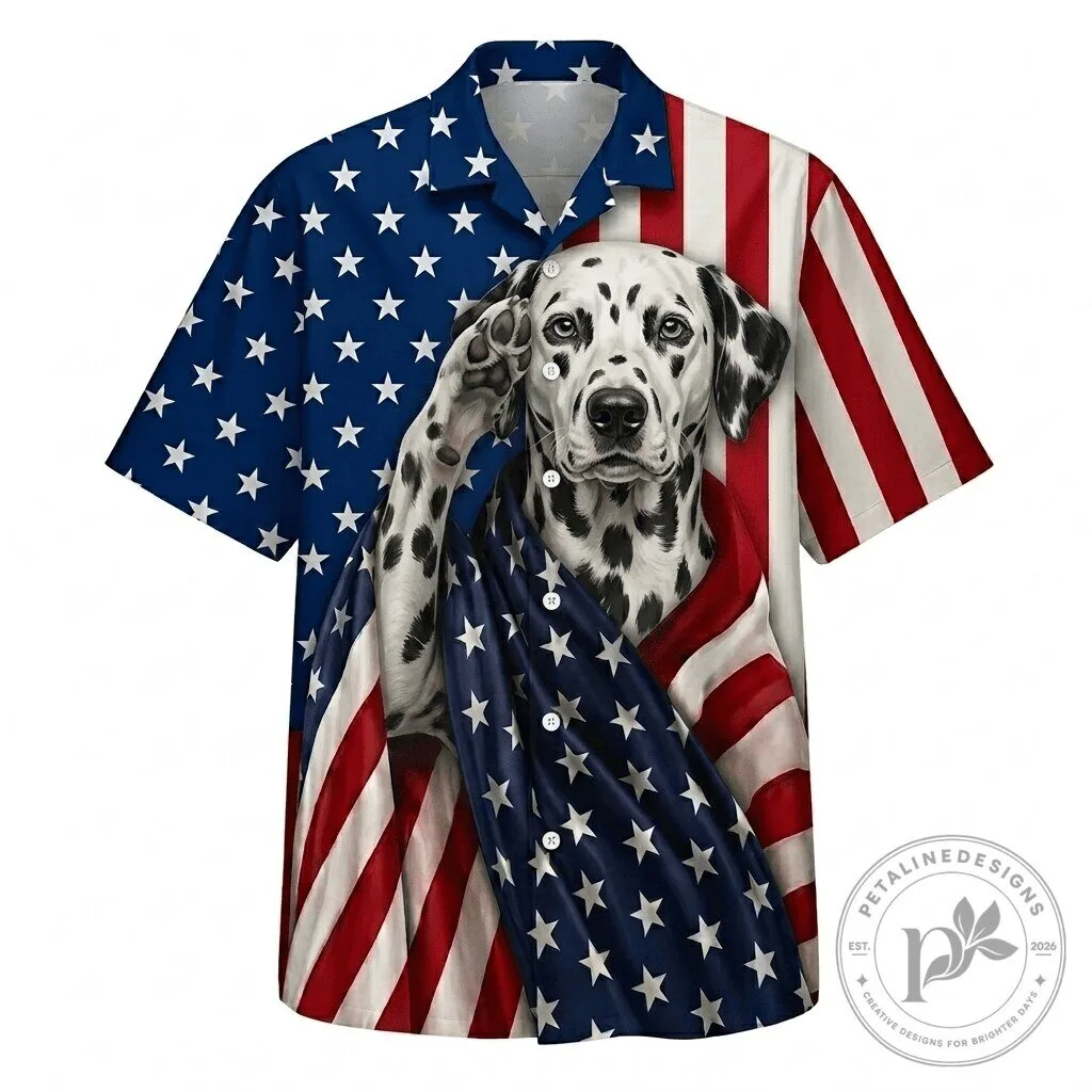 Dalmatian Dog American Flag Patriotic Hawaiian Shirt 2 Dalmatian Dog American Flag Patriotic Hawaiian Shirt
