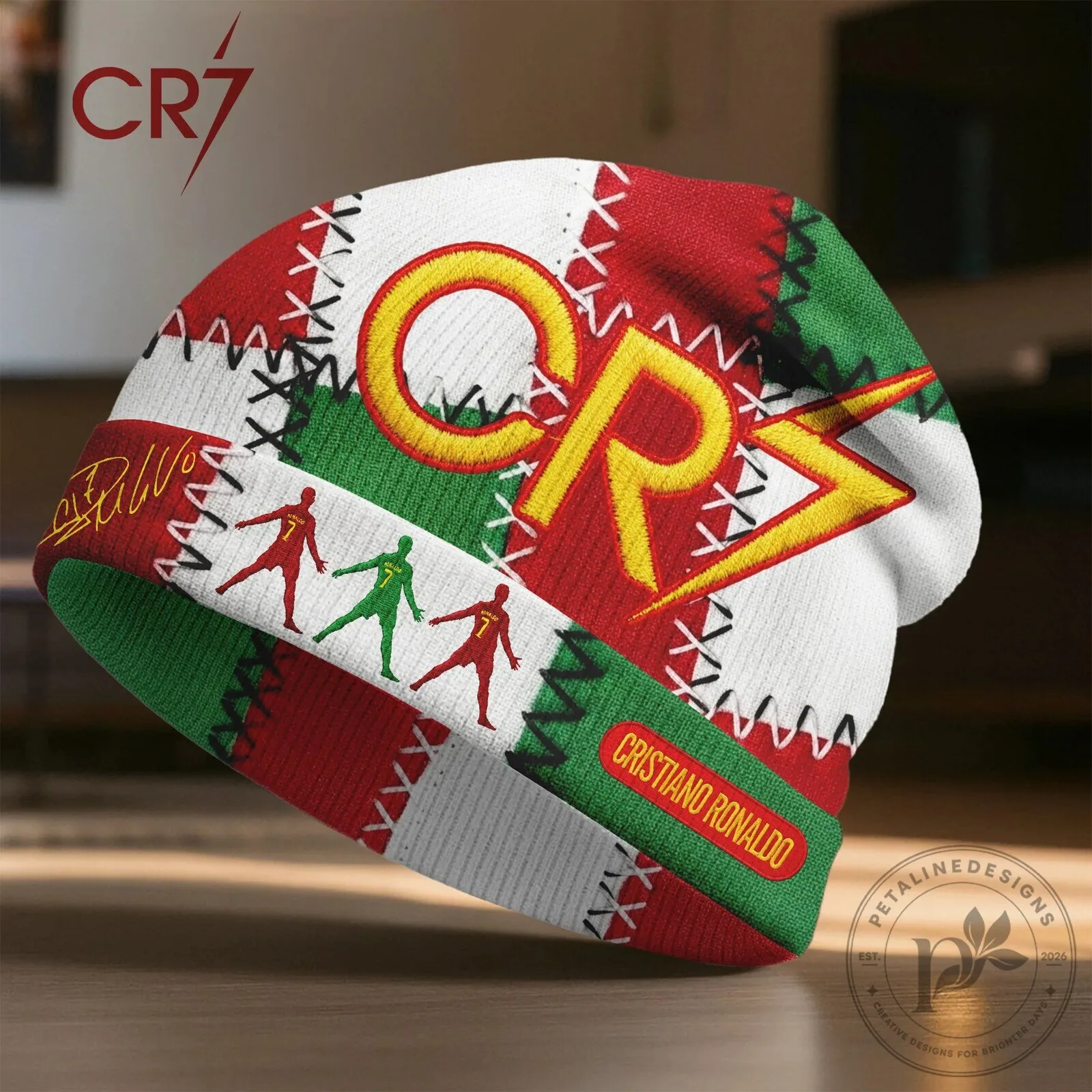 Cristiano Ronaldo CR7 Patchwork Style Beanie Hat 5 Cristiano Ronaldo CR7 Patchwork Style Beanie Hat