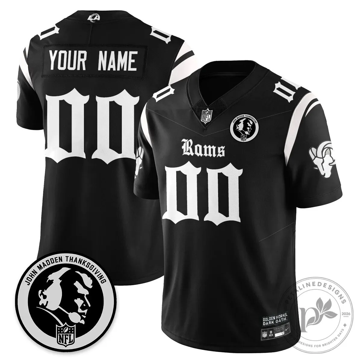 John Madden Thanksgiving Los Angeles Rams Football Jersey 6 John Madden Thanksgiving Los Angeles Rams Football Jersey