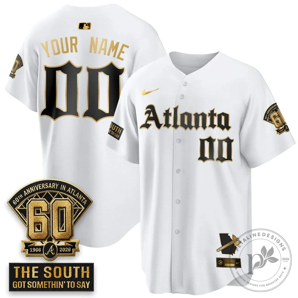 Atlanta Braves 60th Anniversary 1966-2026 Gothic Edition Baseball Jersey