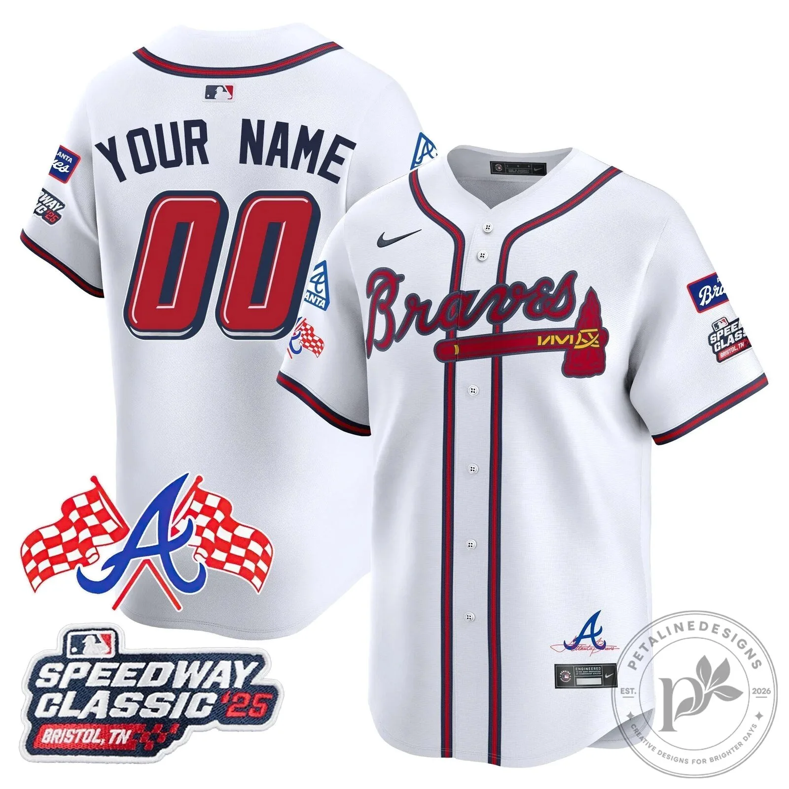 Atlanta Braves 2025 Speedway Classic Custom Baseball Jersey 10 Atlanta Braves 2025 Speedway Classic Custom Baseball Jersey