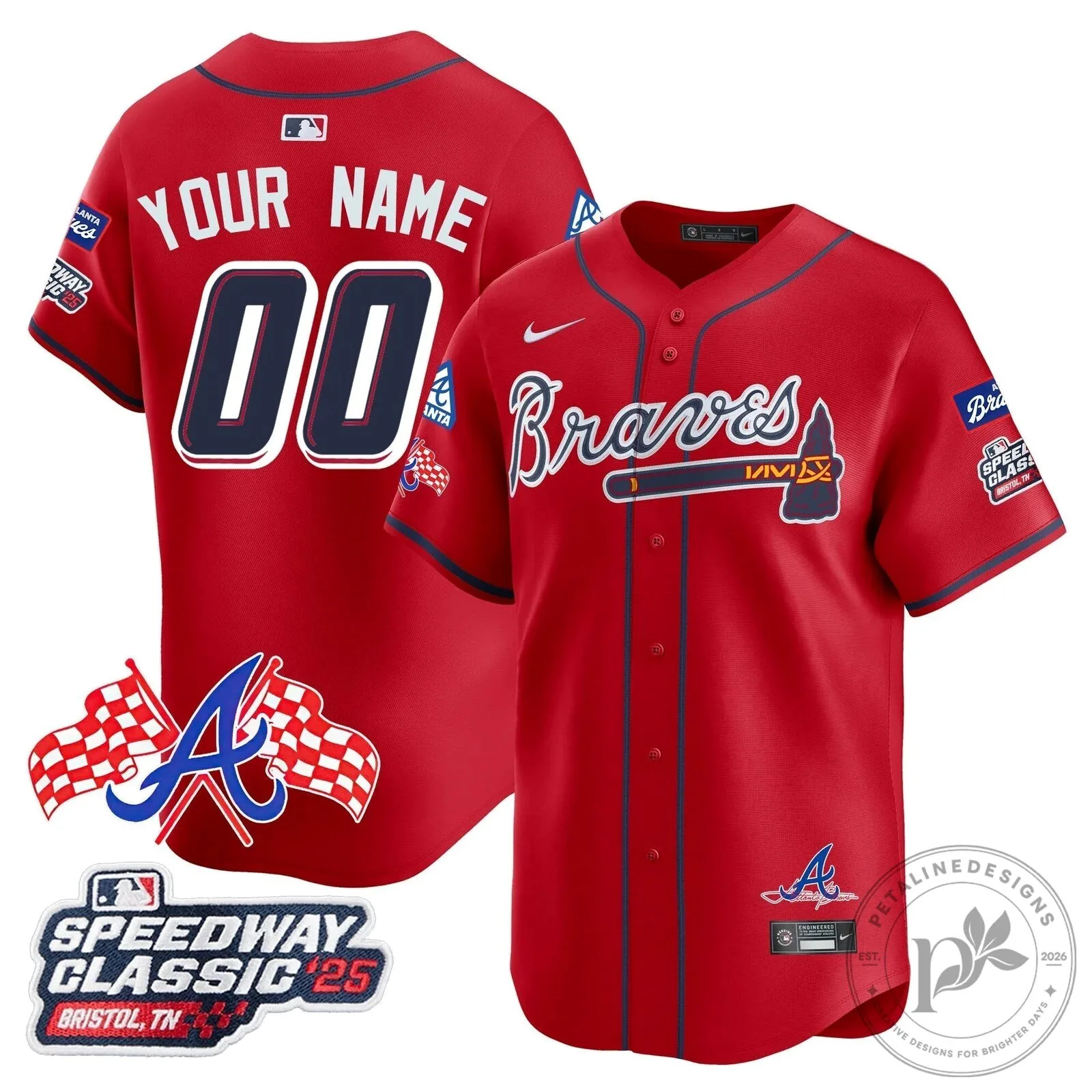 Atlanta Braves 2025 Speedway Classic Custom Baseball Jersey 11 Atlanta Braves 2025 Speedway Classic Custom Baseball Jersey