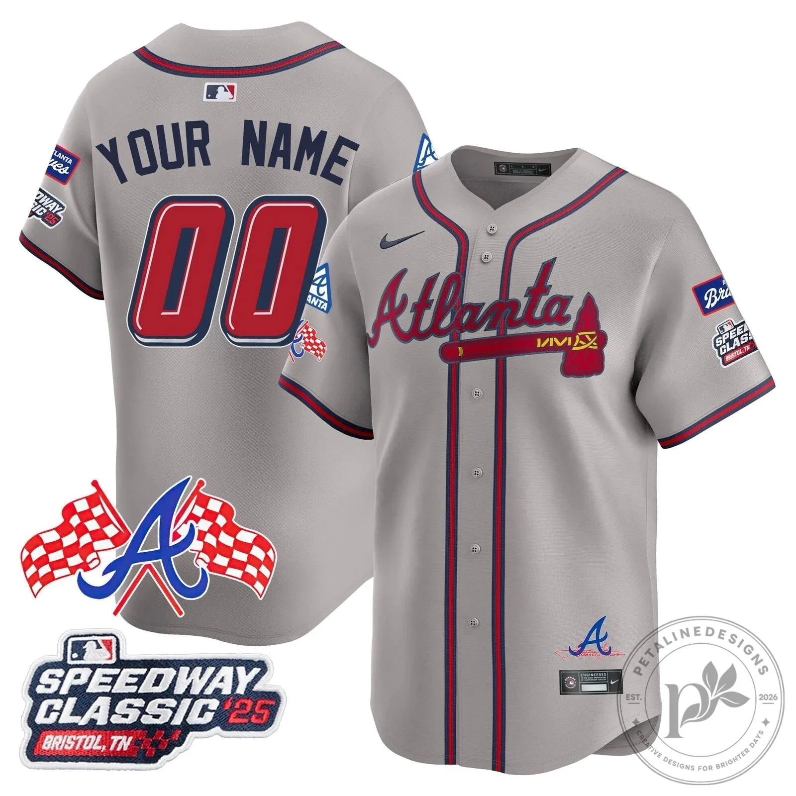 Atlanta Braves 2025 Speedway Classic Custom Baseball Jersey 12 Atlanta Braves 2025 Speedway Classic Custom Baseball Jersey