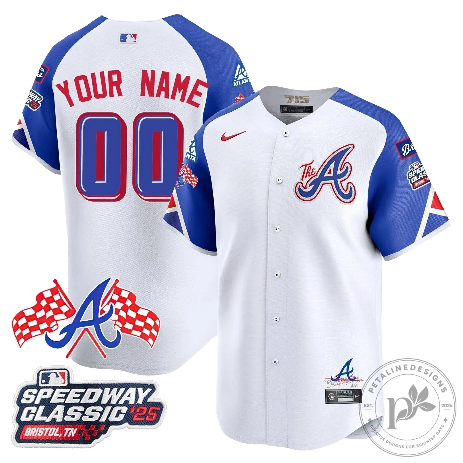 Atlanta Braves 2025 Speedway Classic Custom Baseball Jersey 13 Atlanta Braves 2025 Speedway Classic Custom Baseball Jersey