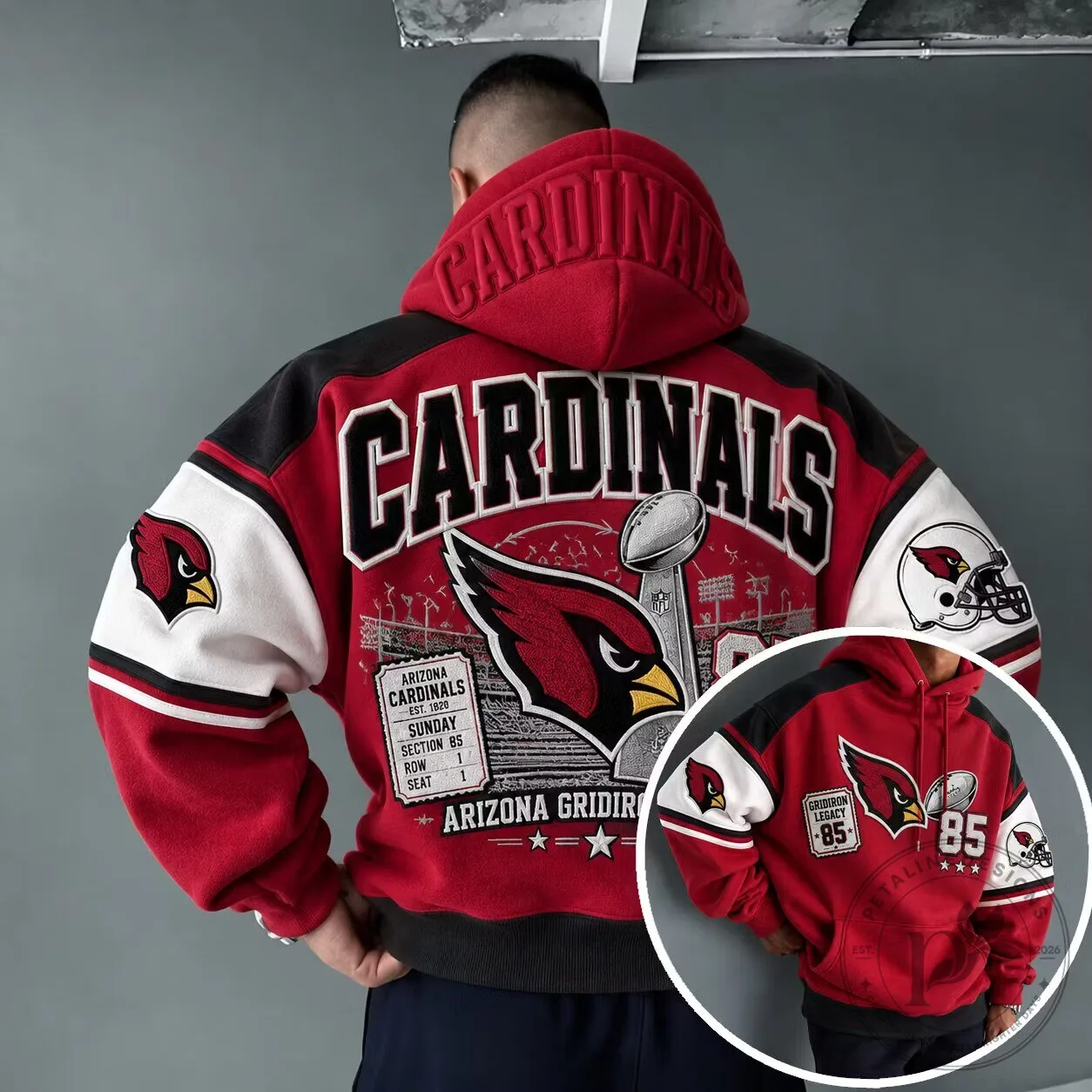 Arizona Cardinals Football Team Graphic Print Oversized Hoodie