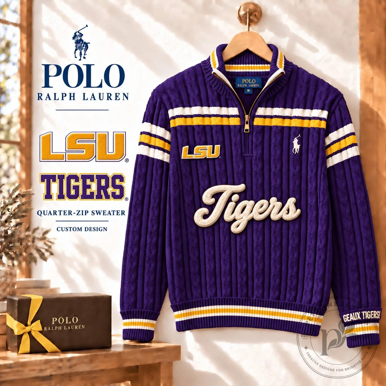 Louisiana State University Tigers Polo Ralph Lauren Quarter-Zip Sweater 1 Louisiana State University Tigers Polo Ralph Lauren Quarter-Zip Sweater