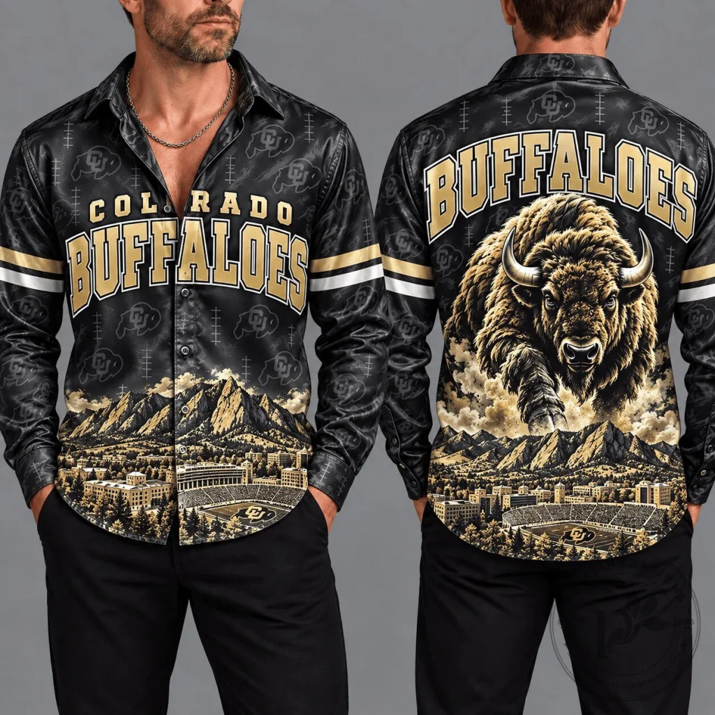 Colorado Buffaloes Football Team Long-Sleeve Button-Up Shirt Colorado Buffaloes Football Team Long-Sleeve Button-Up Shirt