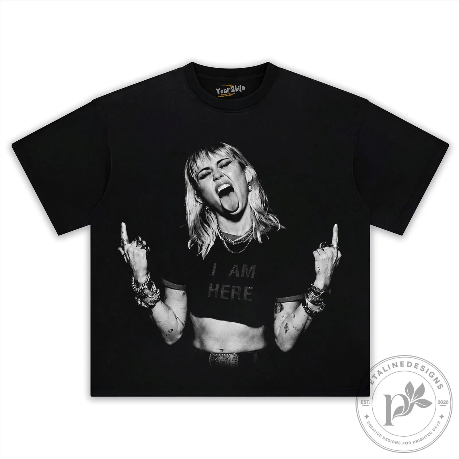 Miley Cyrus Middle Finger Vintage Washed Black Graphic T-Shirt 13 Miley Cyrus Middle Finger Vintage Washed Black Graphic T-Shirt