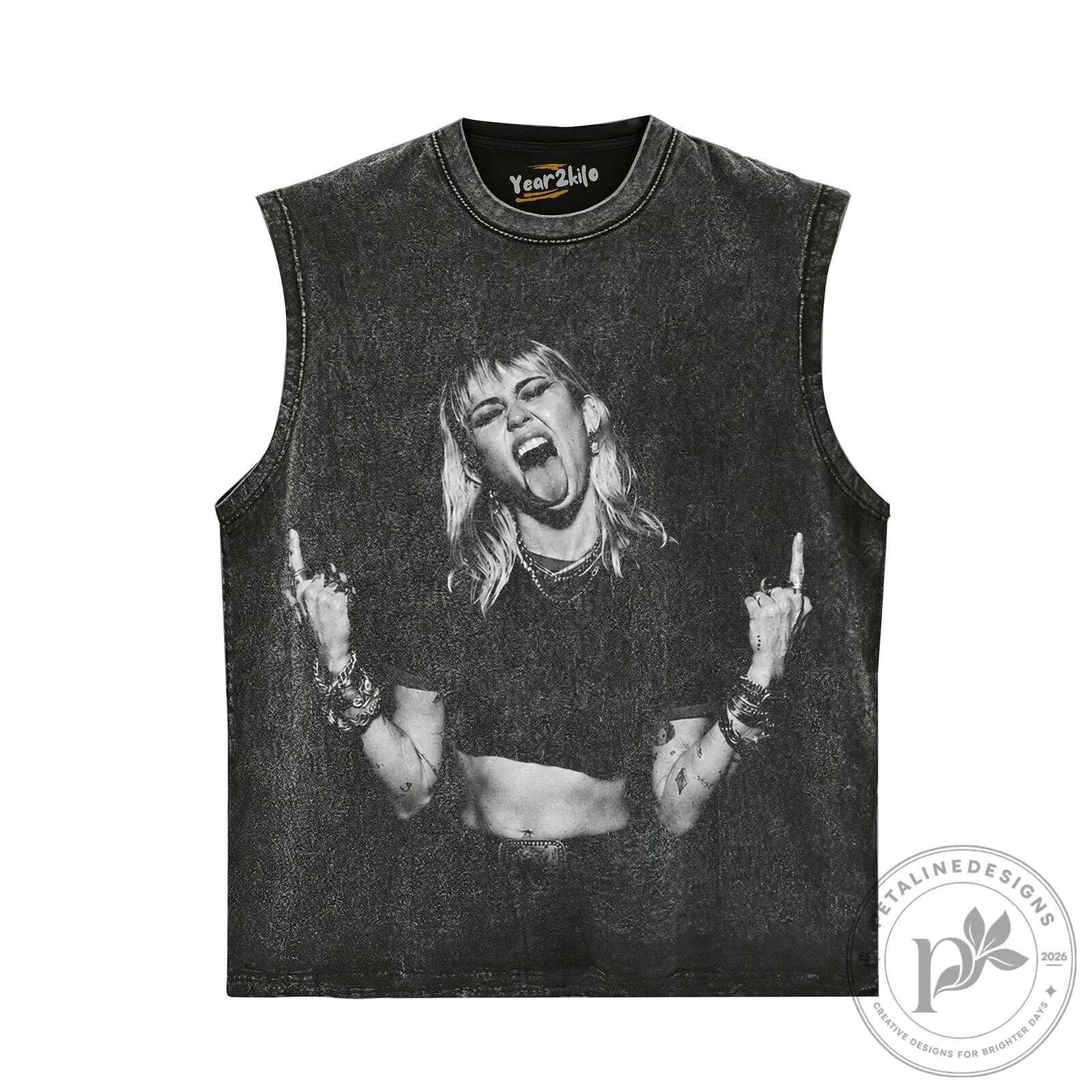 Miley Cyrus Middle Finger Vintage Washed Black Graphic T-Shirt 15 Miley Cyrus Middle Finger Vintage Washed Black Graphic T-Shirt