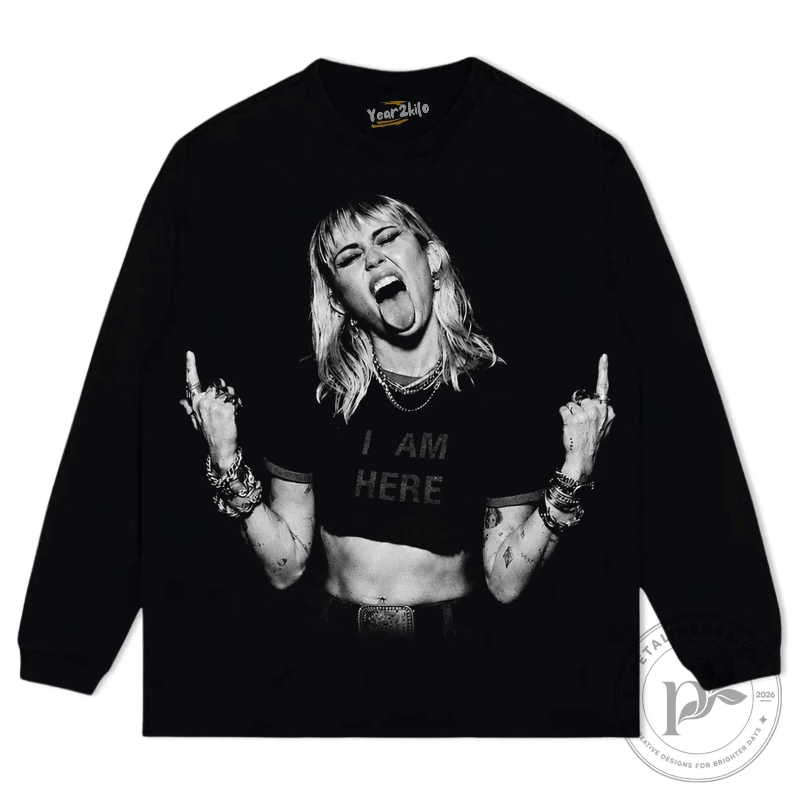 Miley Cyrus Middle Finger Vintage Washed Black Graphic T-Shirt 17 Miley Cyrus Middle Finger Vintage Washed Black Graphic T-Shirt