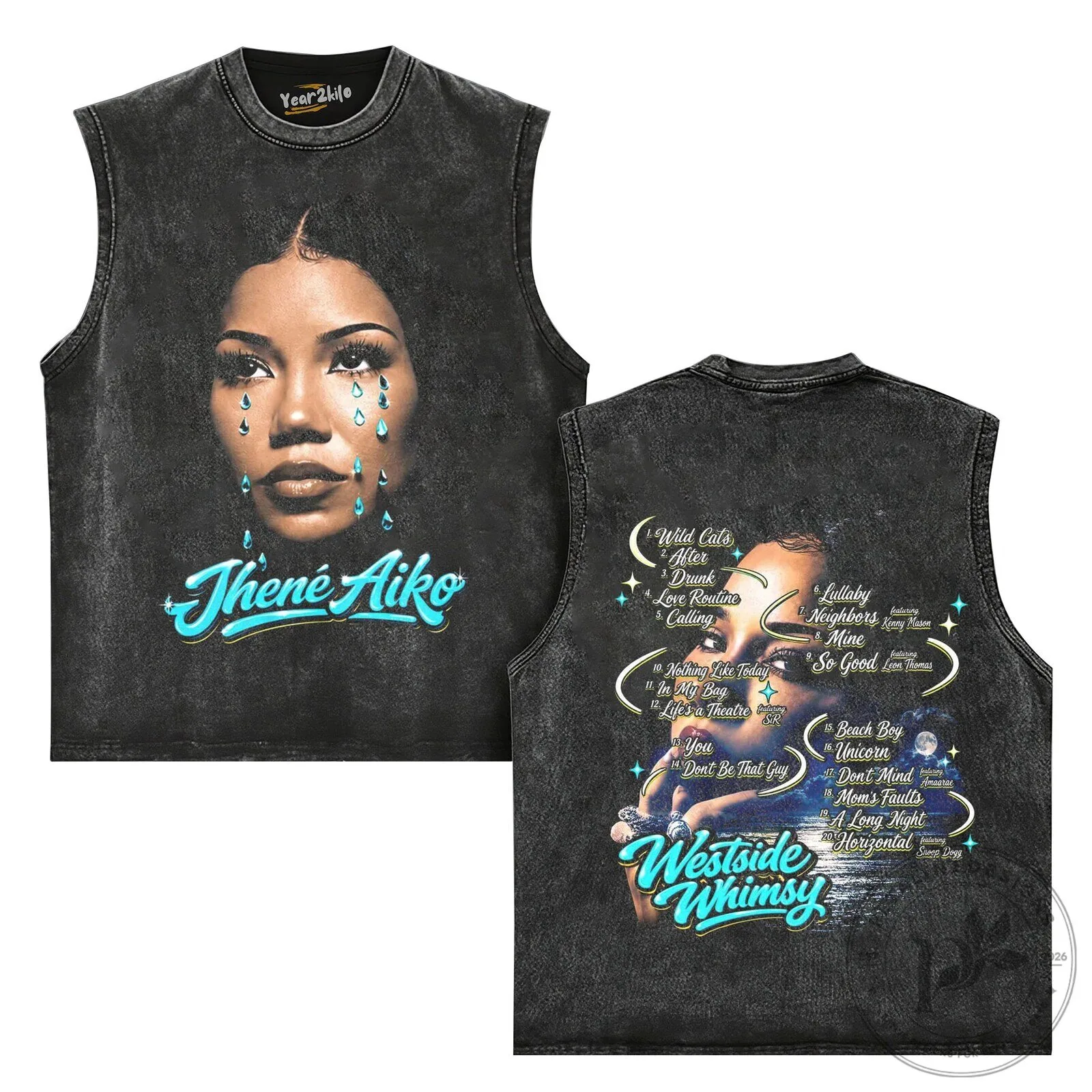 Jhené Aiko Westside Whimsy Album Art Black Washed Graphic T-Shirt 11 Jhené Aiko Westside Whimsy Album Art Black Washed Graphic T-Shirt