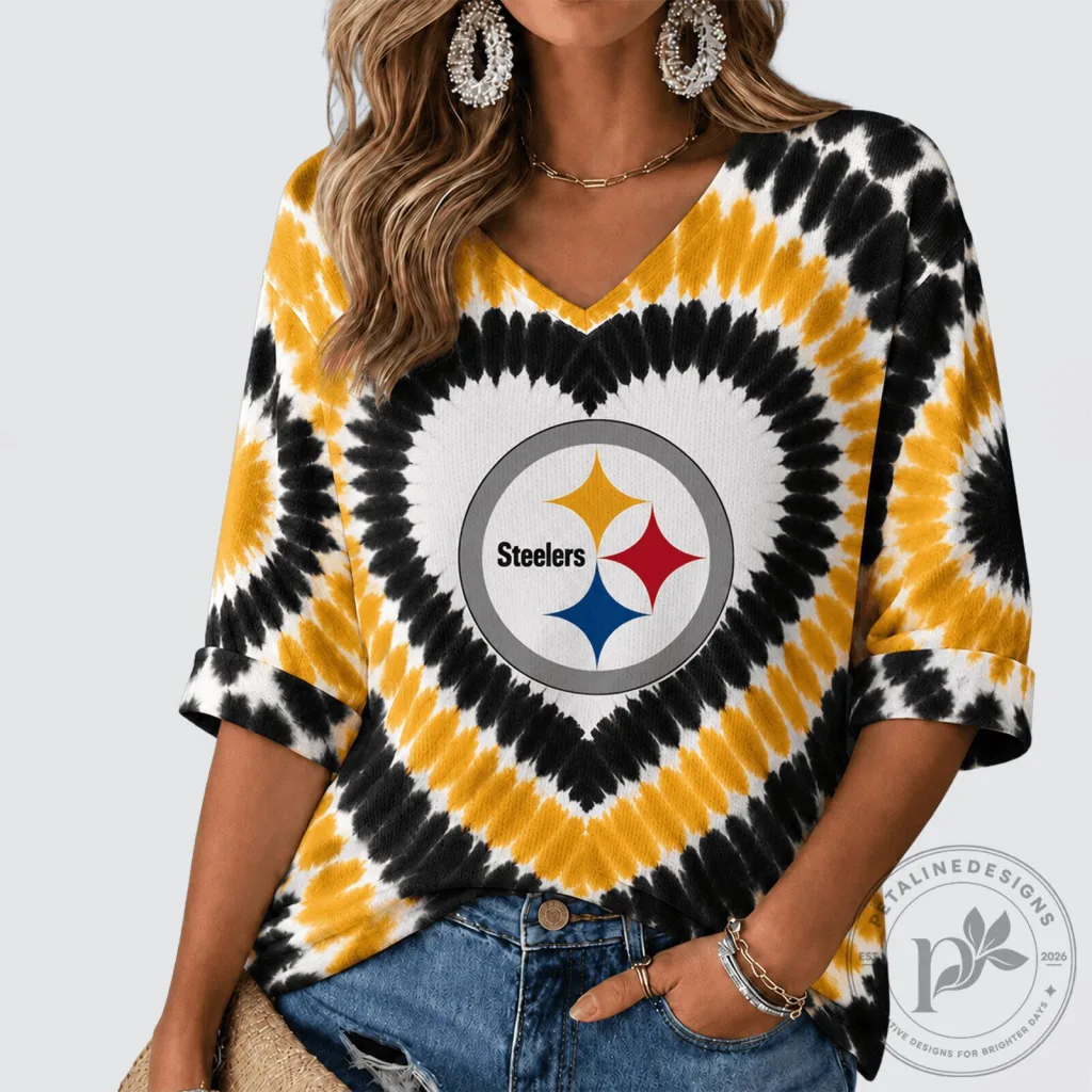 Pittsburgh Steelers National Football League Tie Dye V-Neck Long Sleeve T-Shirt Pittsburgh Steelers National Football League Tie Dye V-Neck Long Sleeve T-Shirt