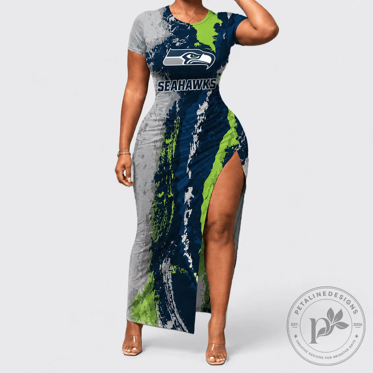 Seattle Seahawks Paint Splash Women's Bodycon Dress