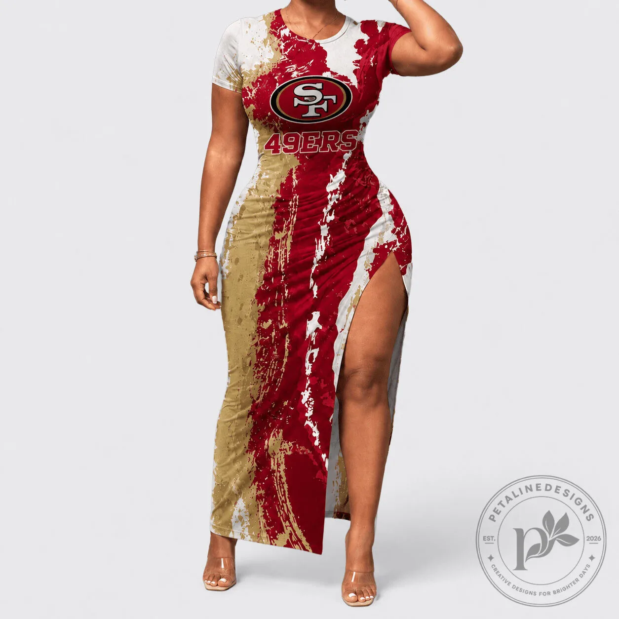 San Francisco 49ers Paint Splash Women's Bodycon Maxi Dress