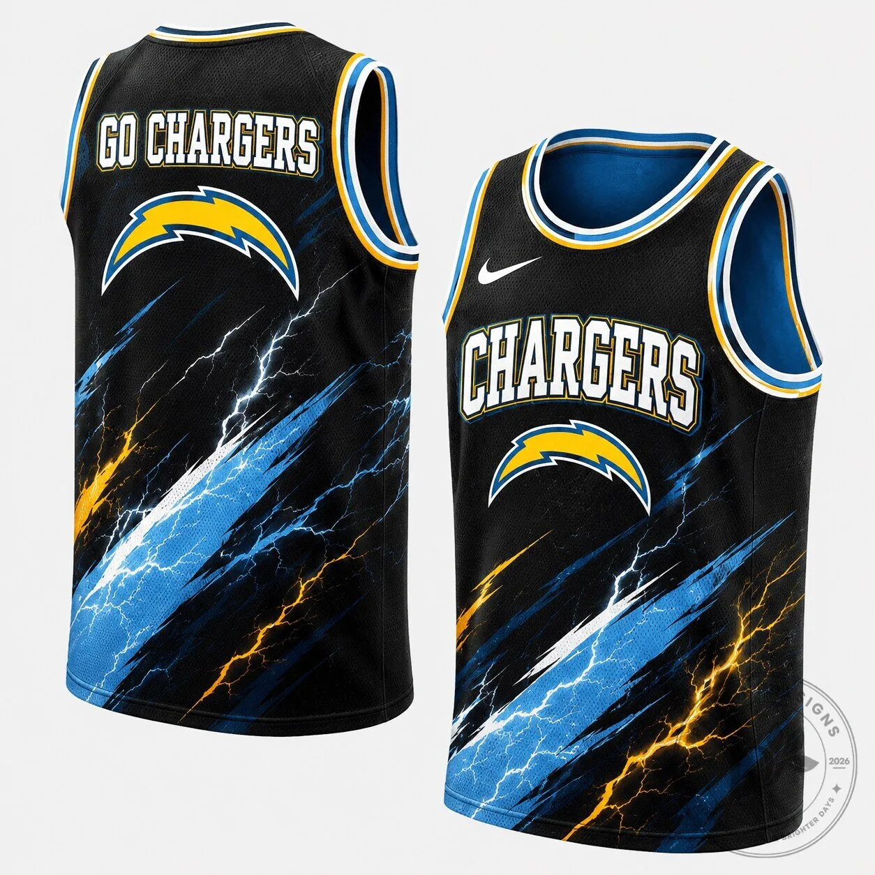 Los Angeles Chargers National Football League Abstract Lightning Black Jersey
