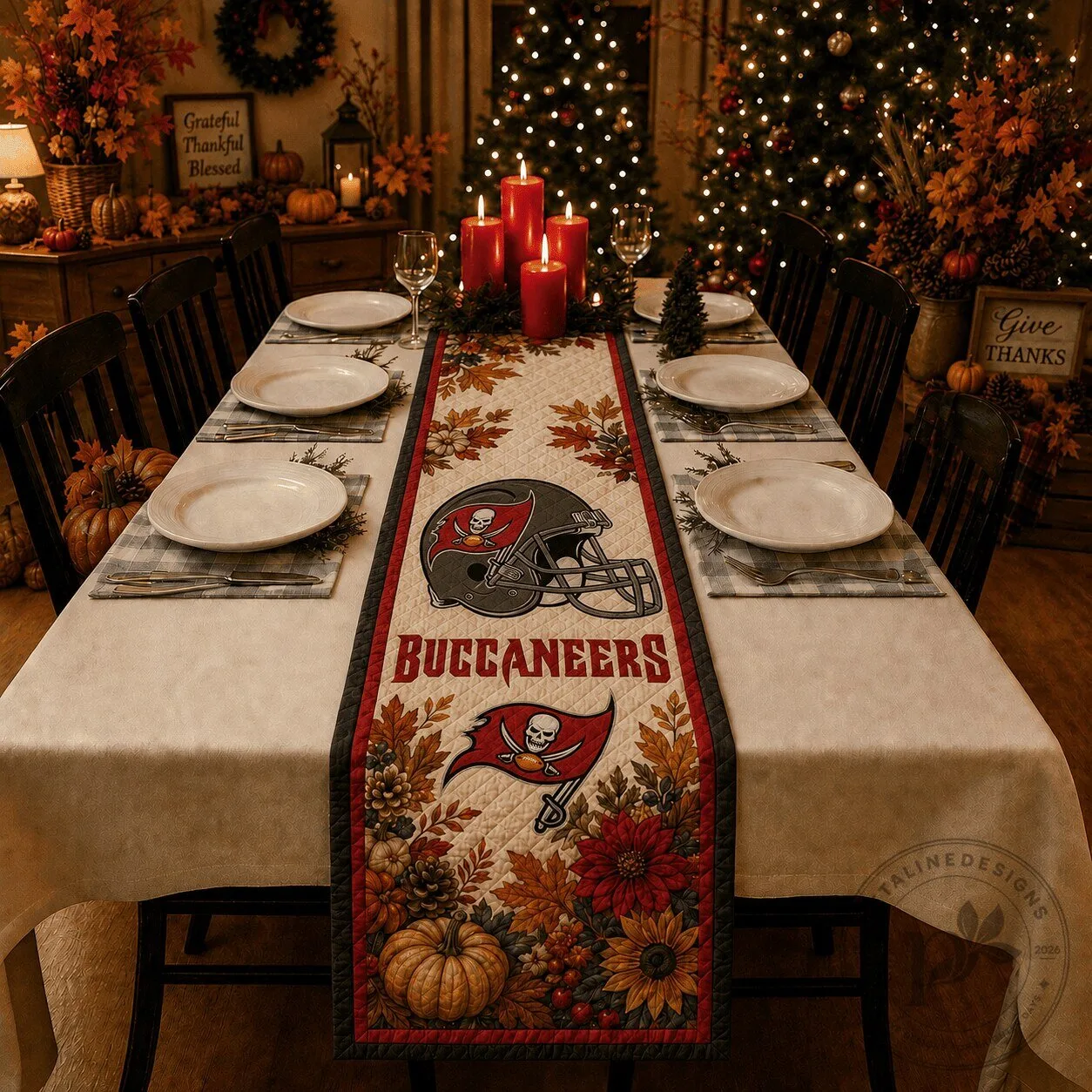 Tampa Bay Buccaneers Thanksgiving Football Holiday Table Runner