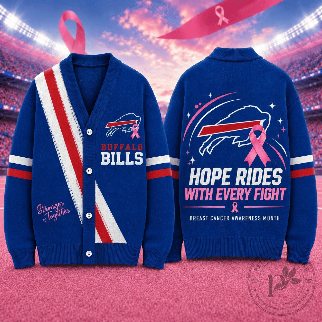 Buffalo Bills Breast Cancer Awareness Month Hope Rides Cardigan