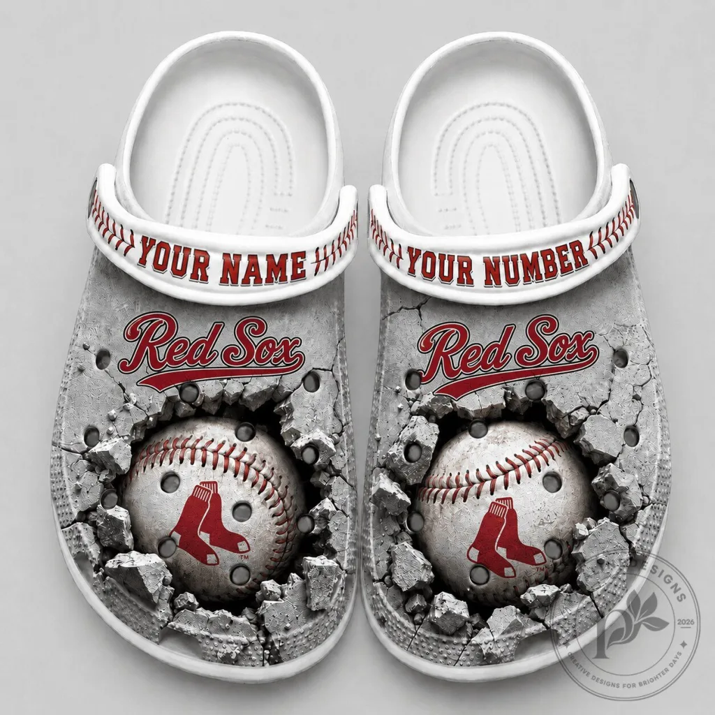 Boston Red Sox Baseball Cracked Design Personalized Shoes Boston Red Sox Baseball Cracked Design Personalized Shoes