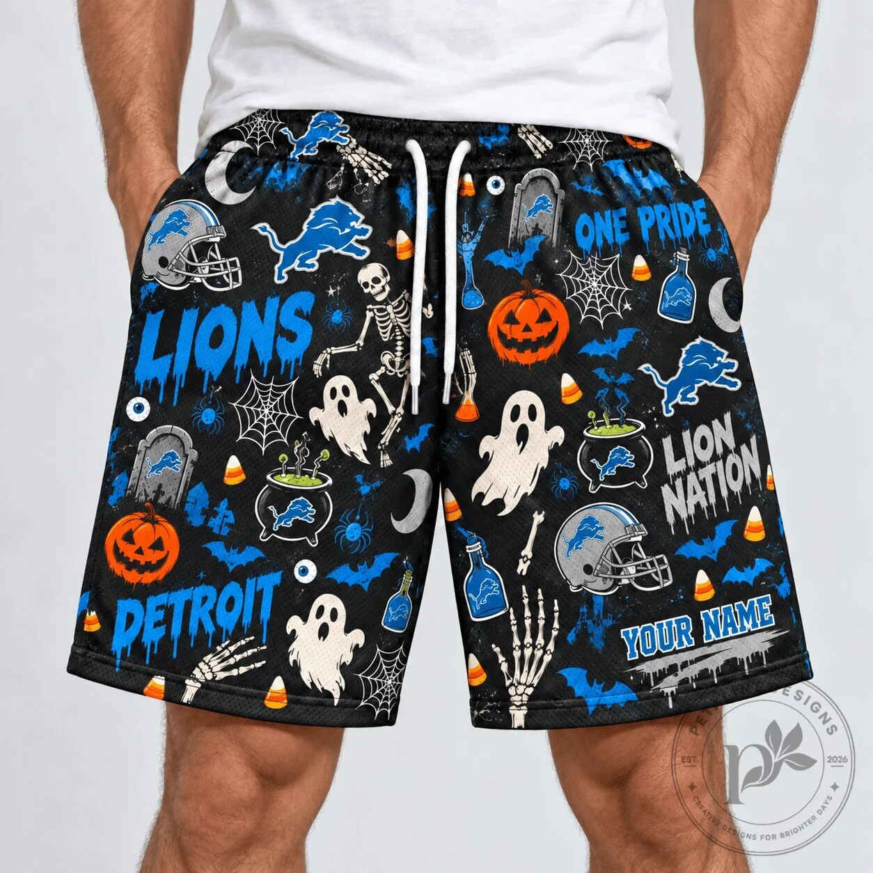 Detroit Lions Fan Halloween Personalized Football Team Shorts