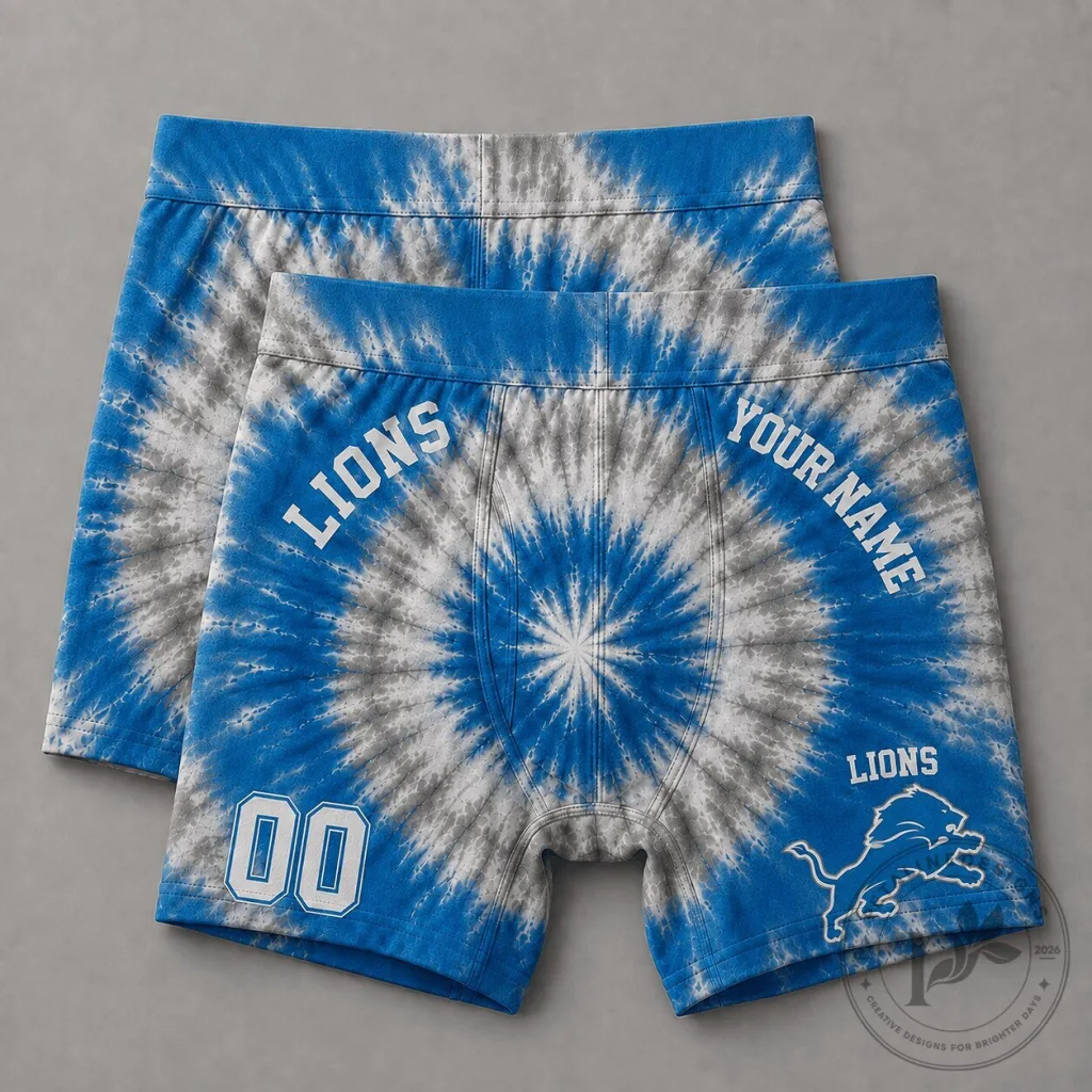 Detroit Lions Fan Personalized Tie-Dye Boxer Briefs for Men Detroit Lions Fan Personalized Tie-Dye Boxer Briefs for Men