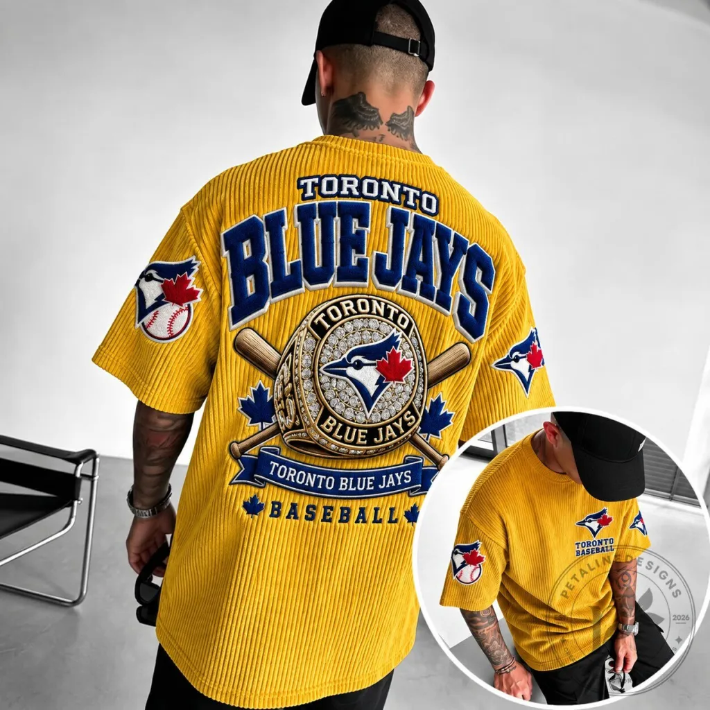 Toronto Blue Jays Baseball Team Vertical Stripe Oversized T-Shirt Toronto Blue Jays Baseball Team Vertical Stripe Oversized T-Shirt