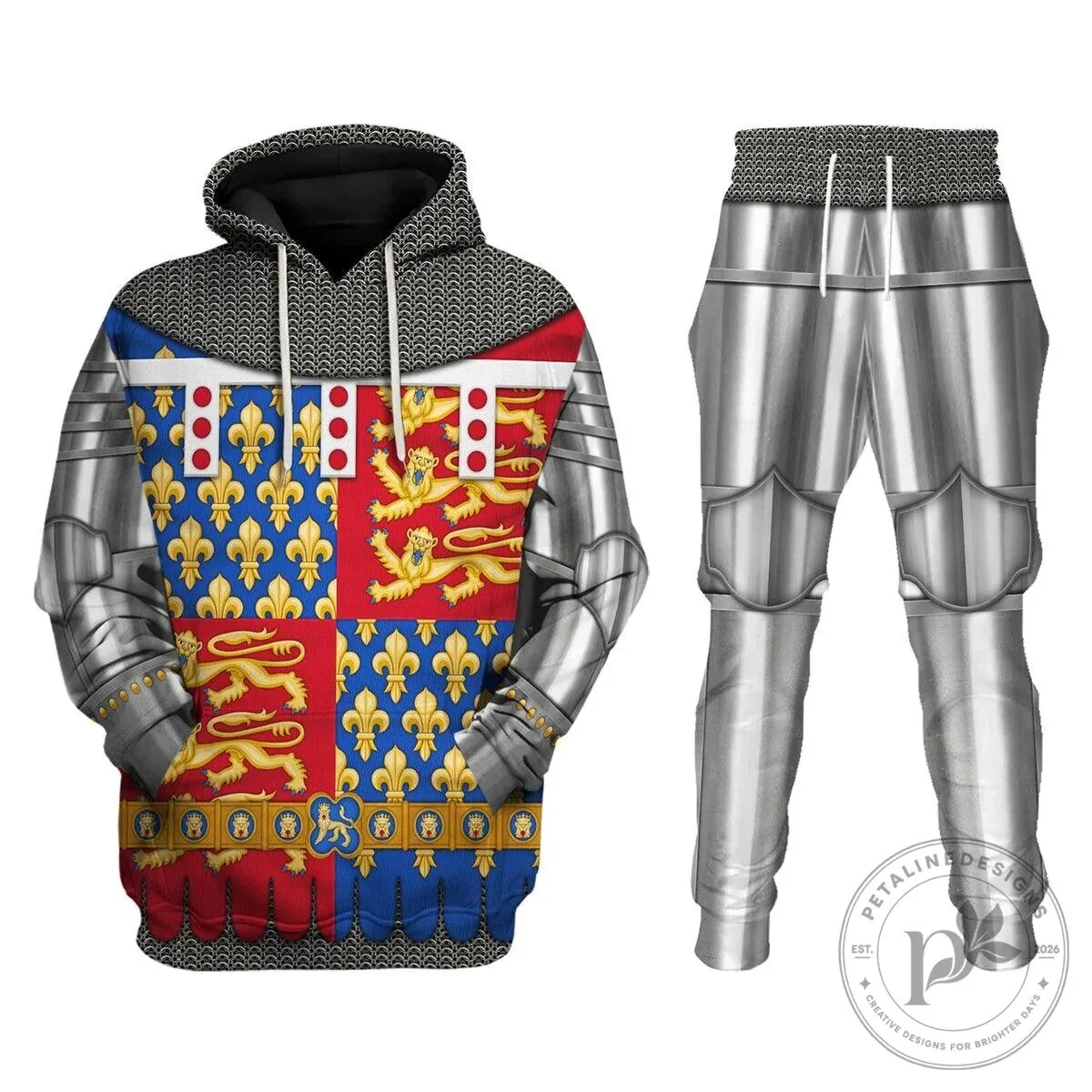 Medieval Knight Armor Suit of Armour Chainmail Hoodie and Sweatpants Set