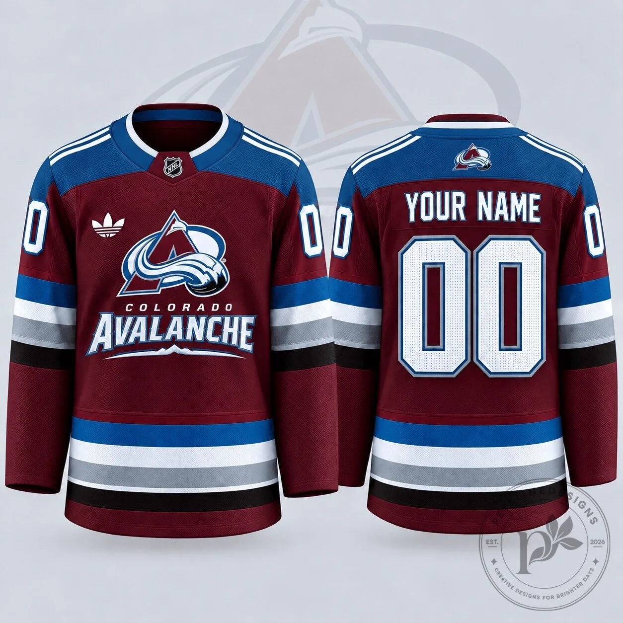 Colorado Avalanche Personalized Maroon and Blue Ice Hockey Jersey 1 Colorado Avalanche Personalized Maroon and Blue Ice Hockey Jersey