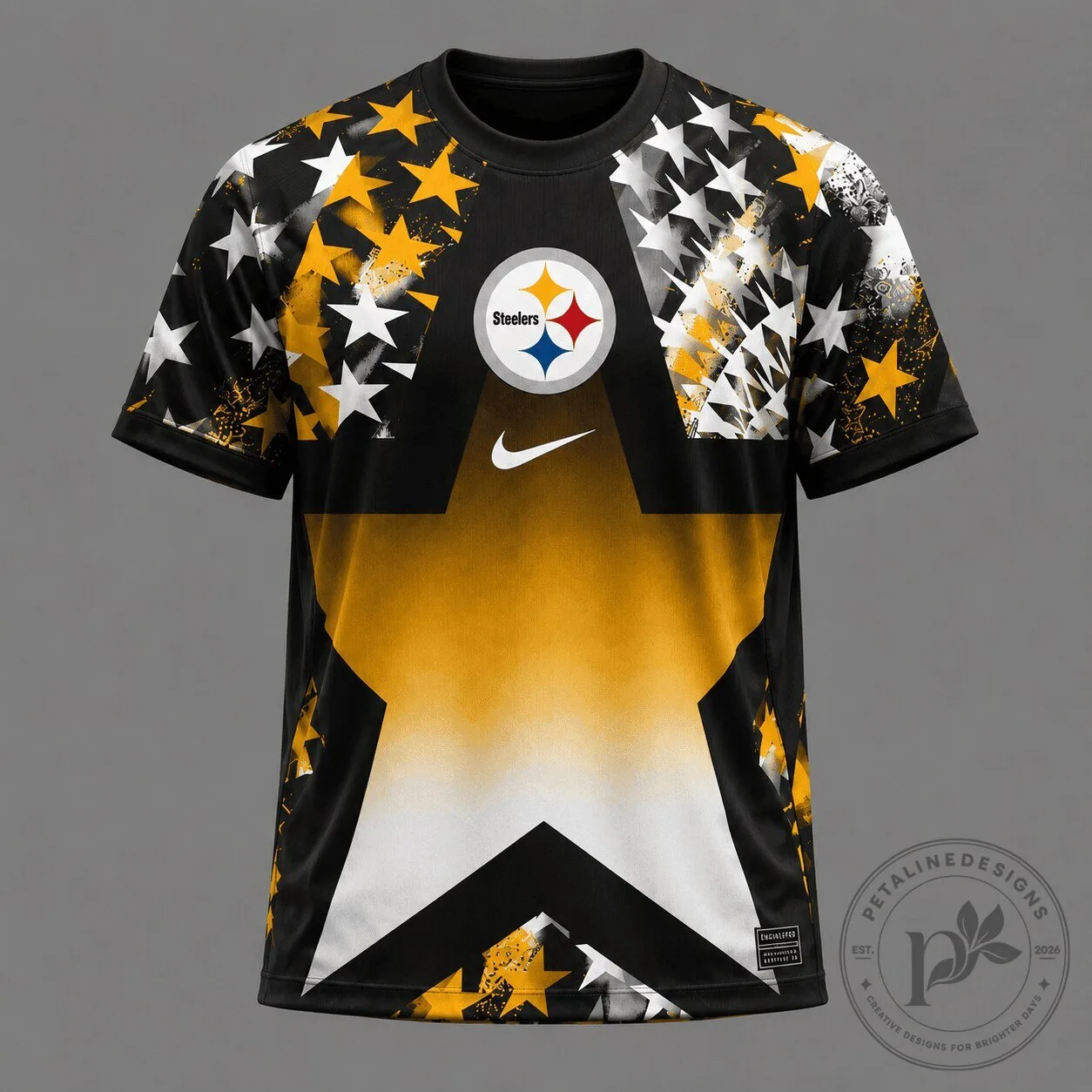 Pittsburgh Football Steelers Patriotic Star Graphic T-Shirt