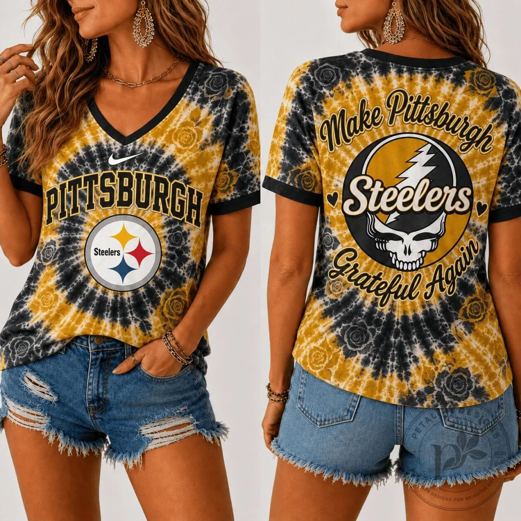 Pittsburgh Football Steelers Grateful Again Tie Dye V-Neck T-Shirt Pittsburgh Football Steelers Grateful Again Tie Dye V-Neck T-Shirt