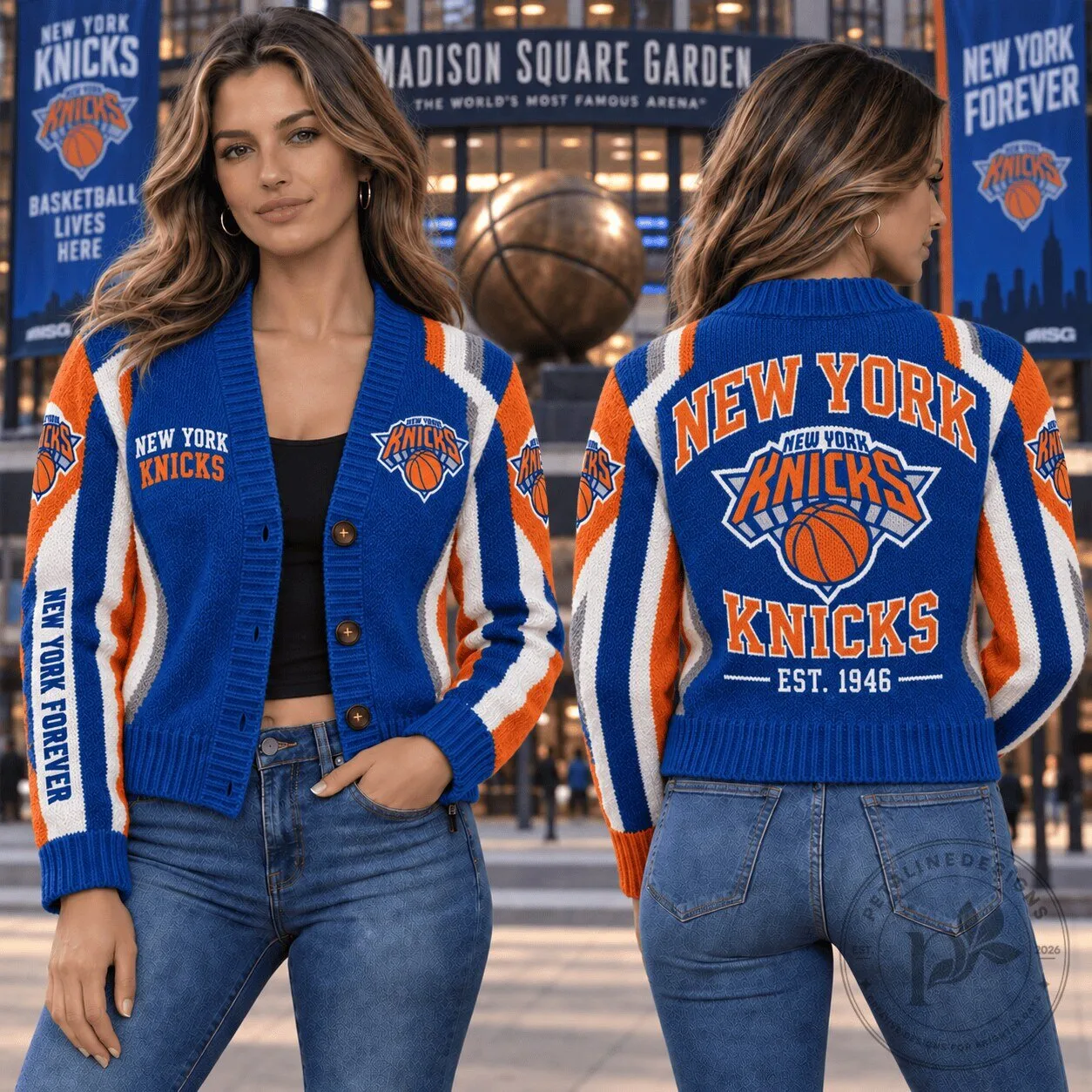 New York Knicks NBA Basketball Team Cardigan Jacket 1 New York Knicks NBA Basketball Team Cardigan Jacket