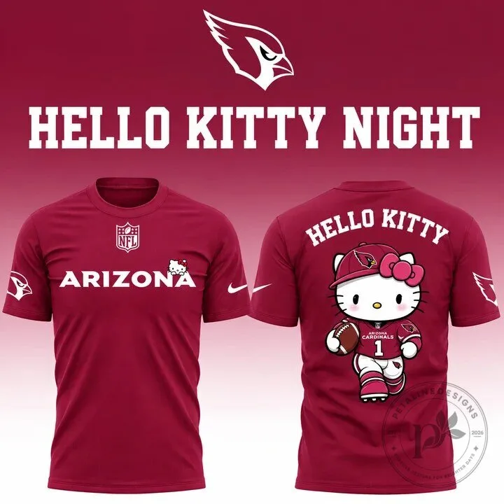 Arizona Cardinals Hello Kitty Football Fan Team Short Sleeve T-Shirt