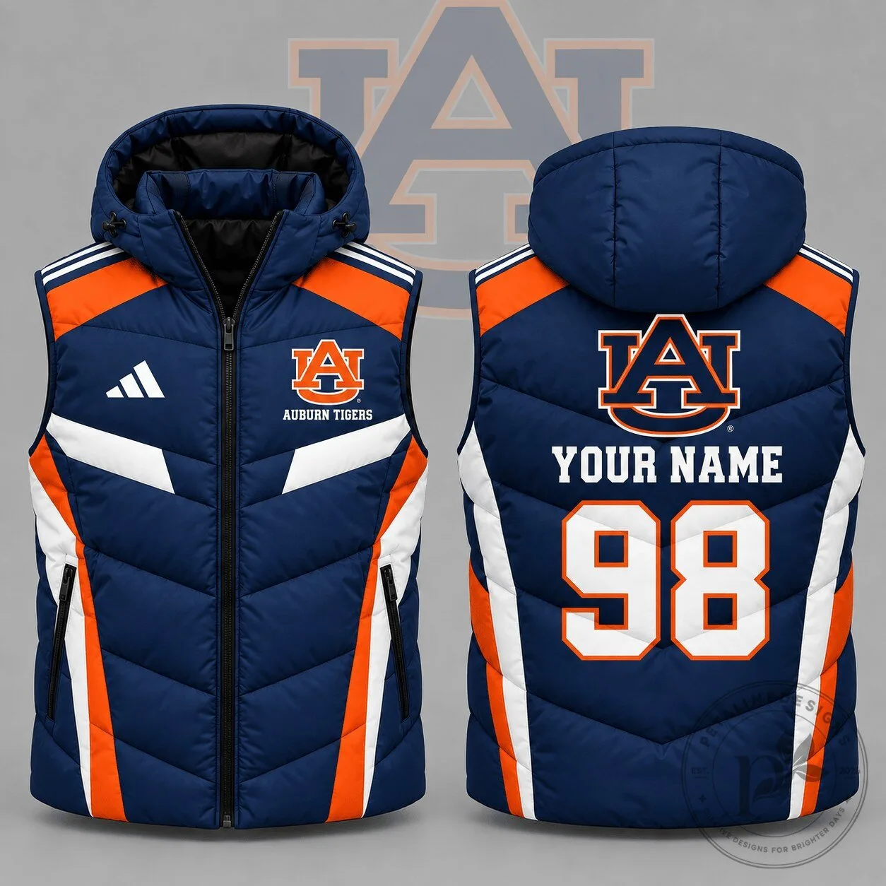 Auburn Tigers NCAA Personalized Team Spirit Hooded Puffer Vest
