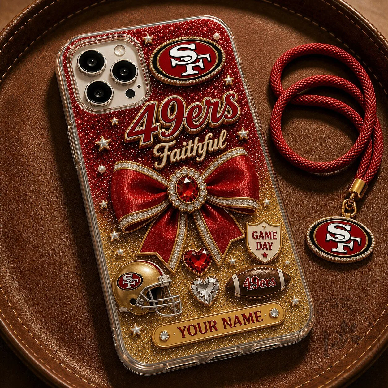 San Francisco 49ers Faithful Football Team Custom Name Glitter Phone Case 3 San Francisco 49ers Faithful Football Team Custom Name Glitter Phone Case
