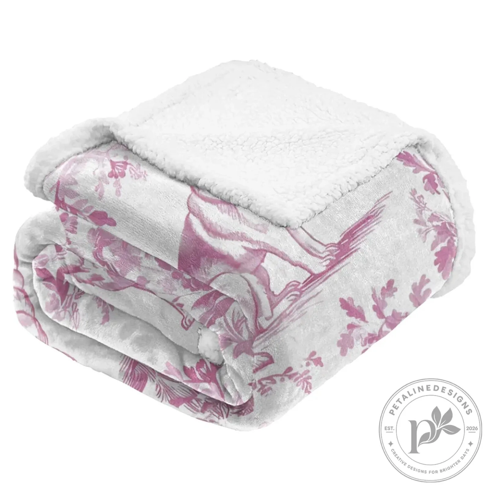German Shepherd Toile de Jouy Pattern Pink and White Fleece Blanket 20 German Shepherd Toile de Jouy Pattern Pink and White Fleece Blanket