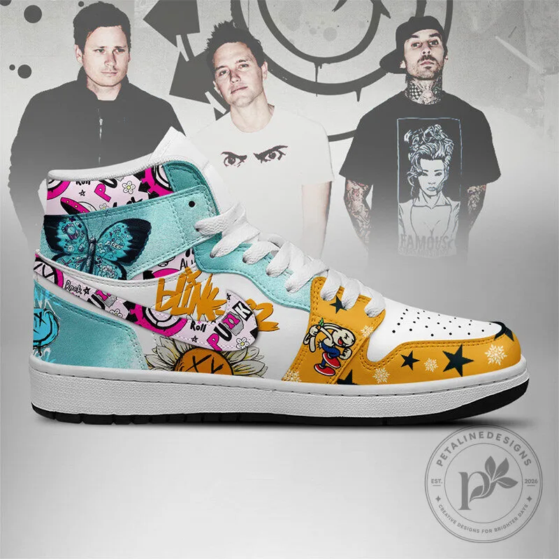 Blink-182 Aliens Exist Butterfly and Sunflower High Top Sneakers 9 Blink-182 Aliens Exist Butterfly and Sunflower High Top Sneakers