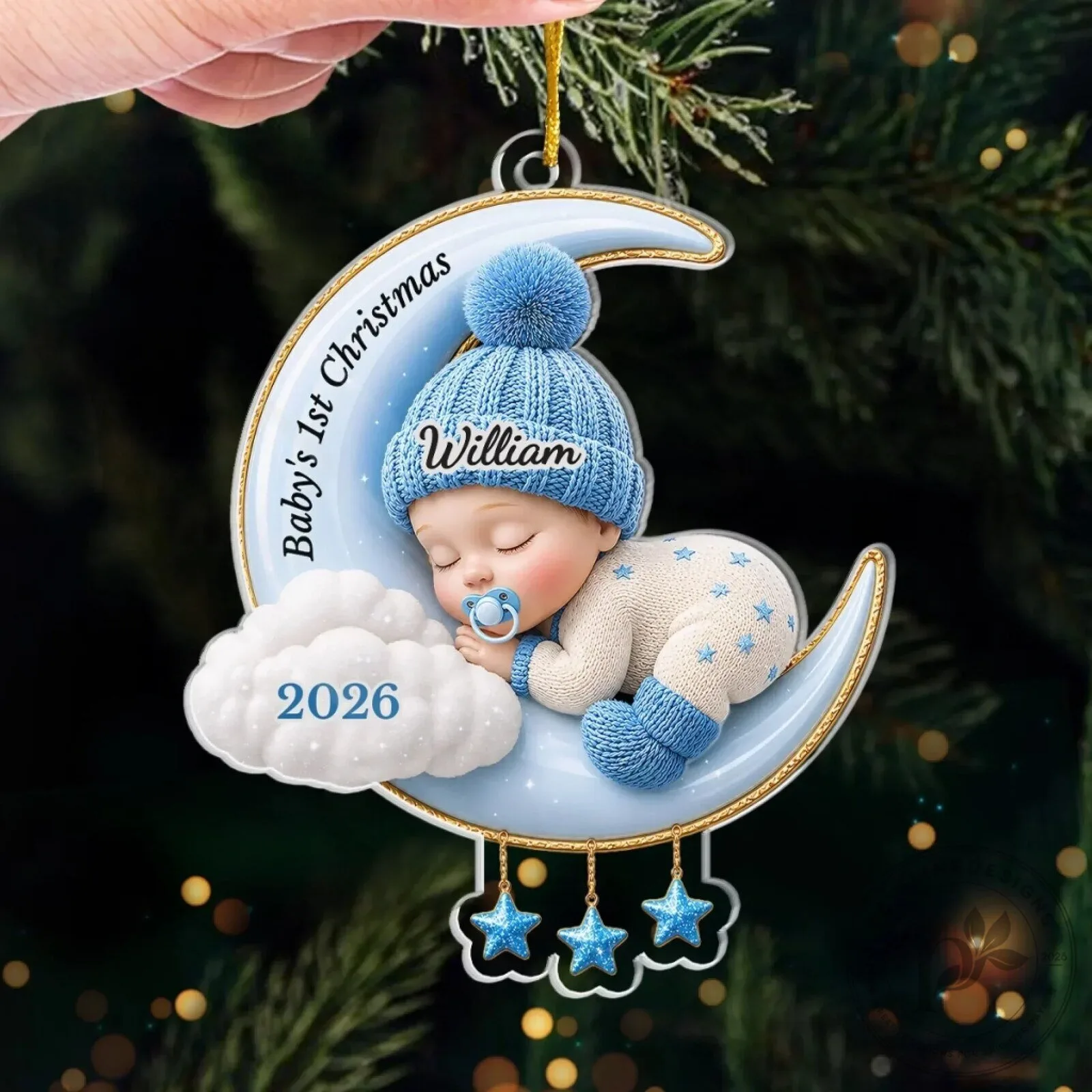 Personalized Baby's First Christmas Moon and Stars Ornament 15 Personalized Baby
