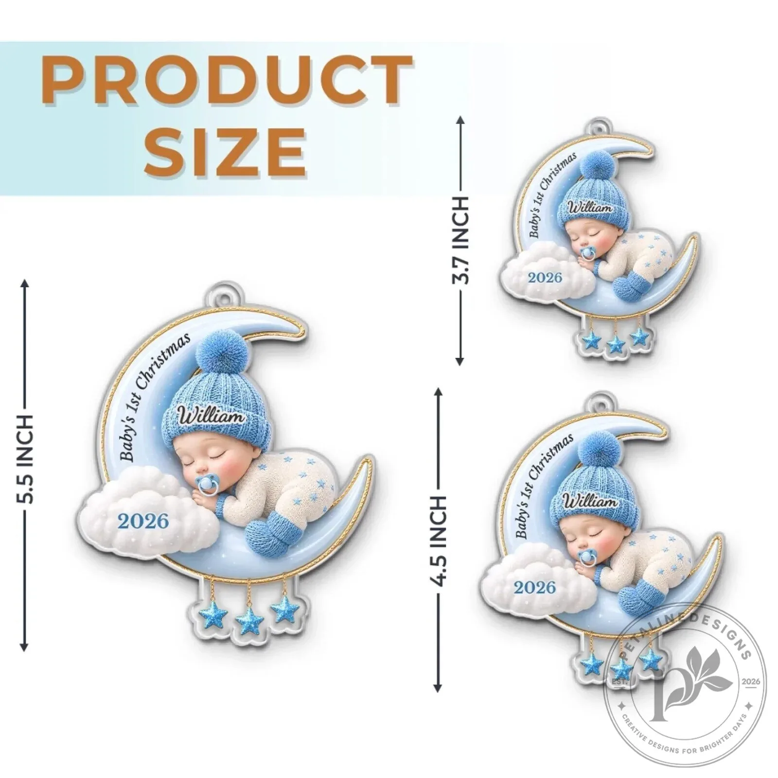 Personalized Baby's First Christmas Moon and Stars Ornament 17 Personalized Baby