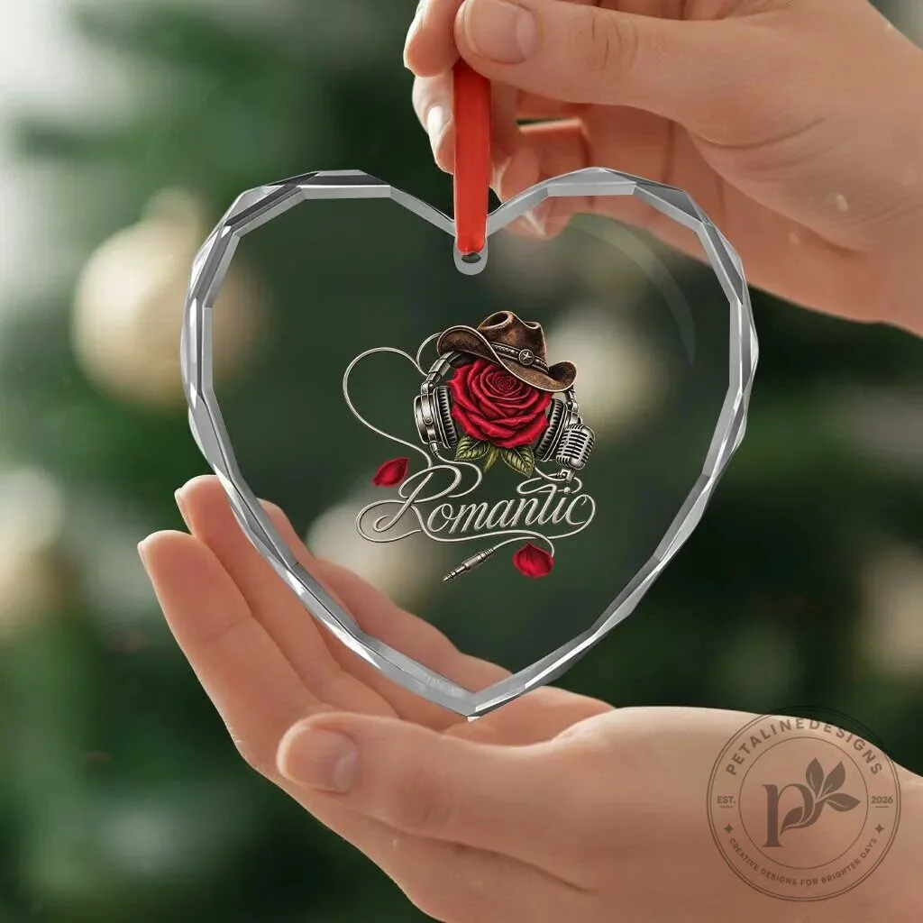 Romantic Country Music Heart Shaped Crystal Glass Christmas Ornament 11 Romantic Country Music Heart Shaped Crystal Glass Christmas Ornament