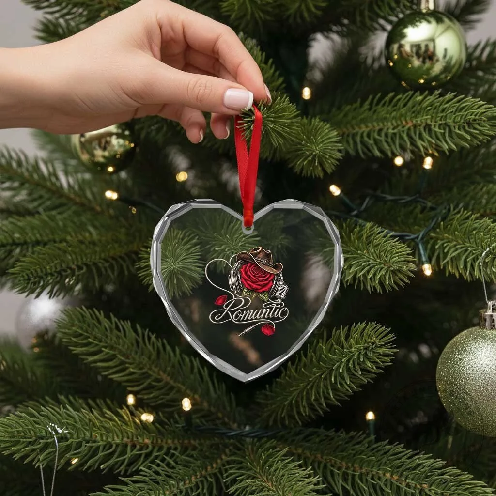 Romantic Country Music Heart Shaped Crystal Glass Christmas Ornament 12 Romantic Country Music Heart Shaped Crystal Glass Christmas Ornament