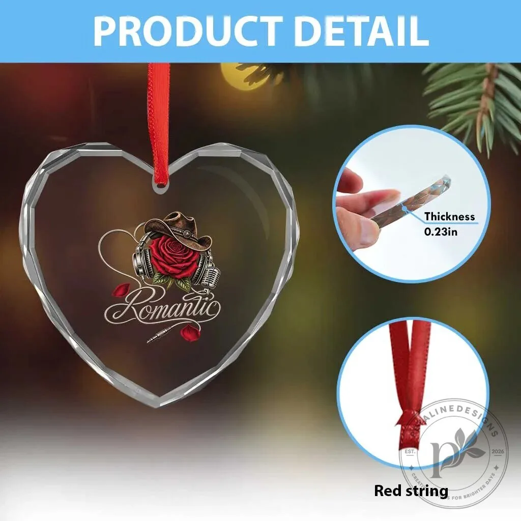 Romantic Country Music Heart Shaped Crystal Glass Christmas Ornament 13 Romantic Country Music Heart Shaped Crystal Glass Christmas Ornament