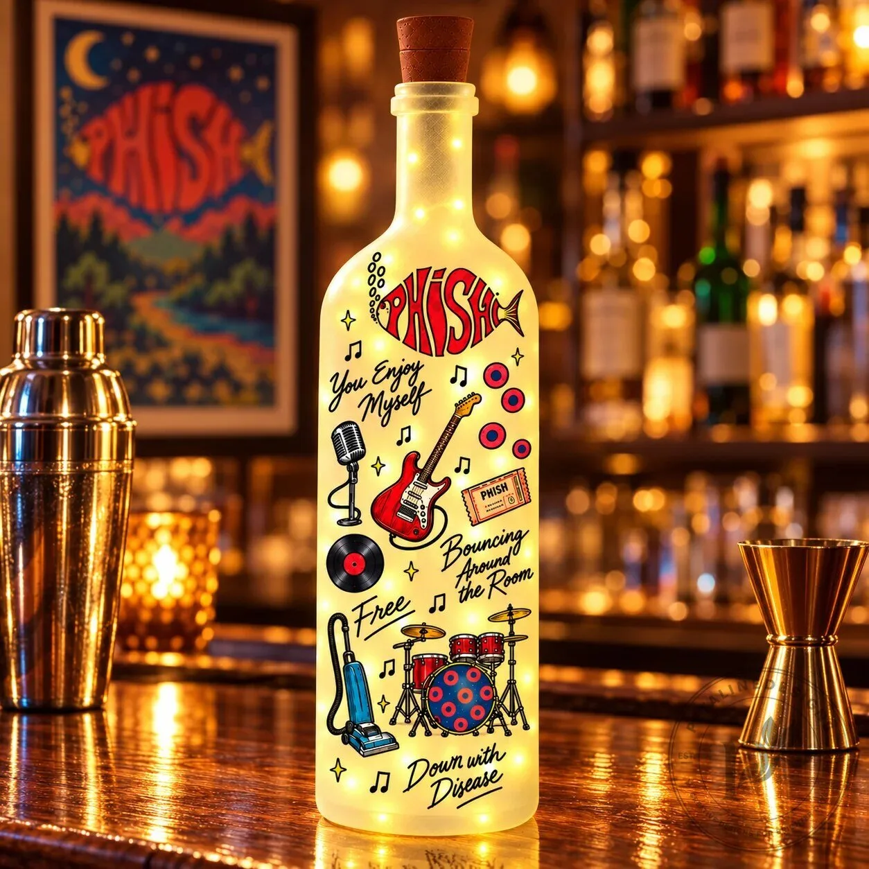 Phish You Enjoy Myself Harry Hood Lighted Bottle Lamp, Jam Band Music Decor 1 Phish You Enjoy Myself Harry Hood Lighted Bottle Lamp, Jam Band Music Decor