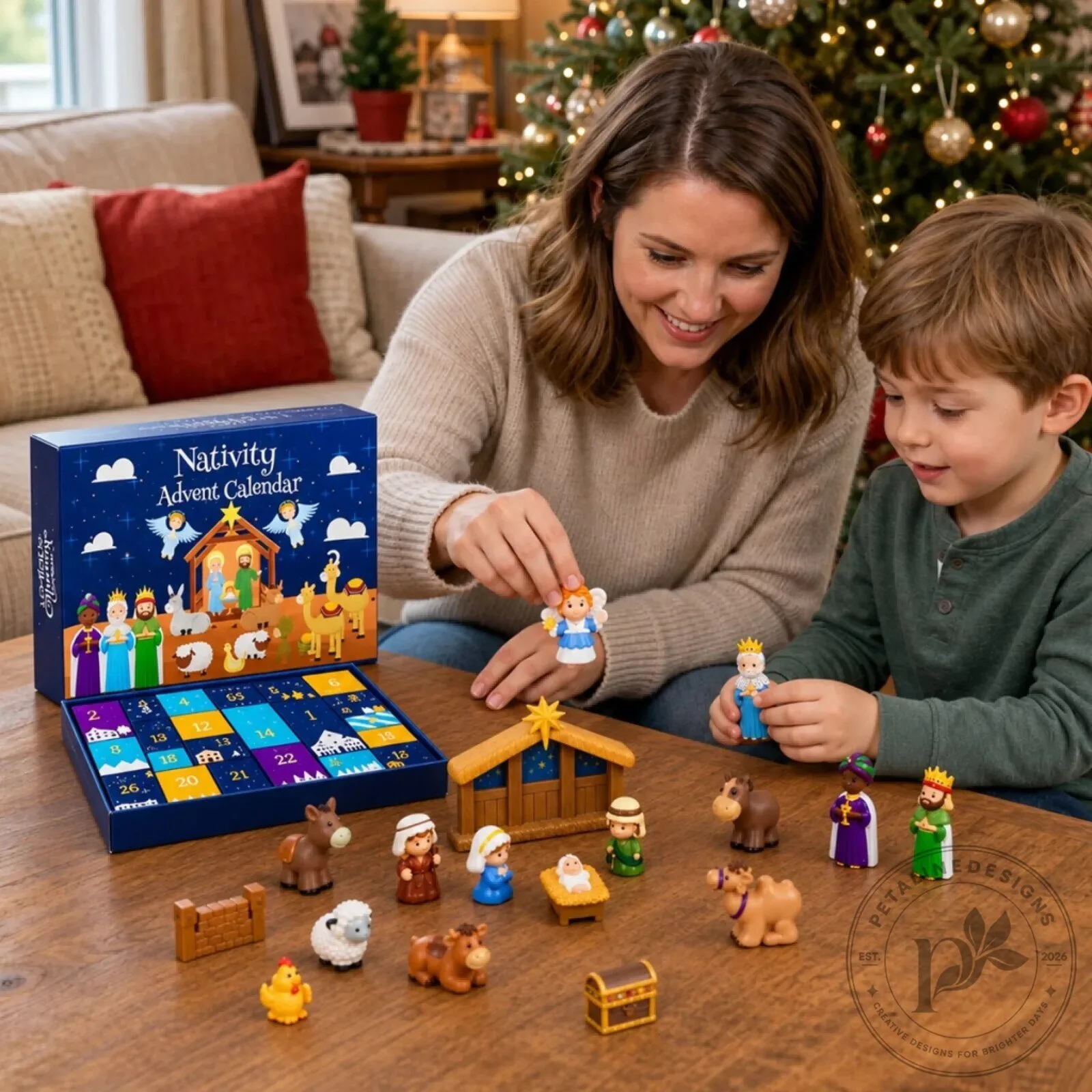 Nativity Scene Christmas Countdown Advent Calendar with Figurines 2D 14 Nativity Scene Christmas Countdown Advent Calendar with Figurines