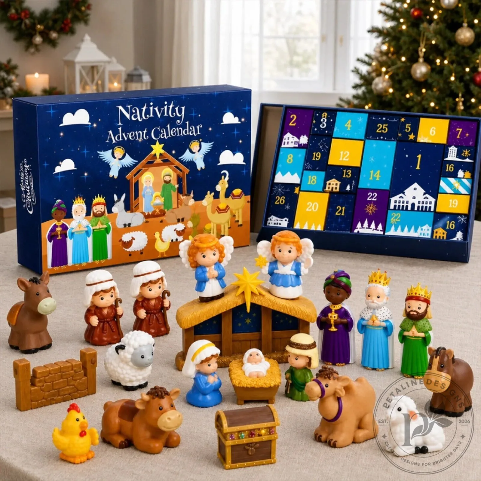 Nativity Scene Christmas Countdown Advent Calendar with Figurines 2D 15 Nativity Scene Christmas Countdown Advent Calendar with Figurines