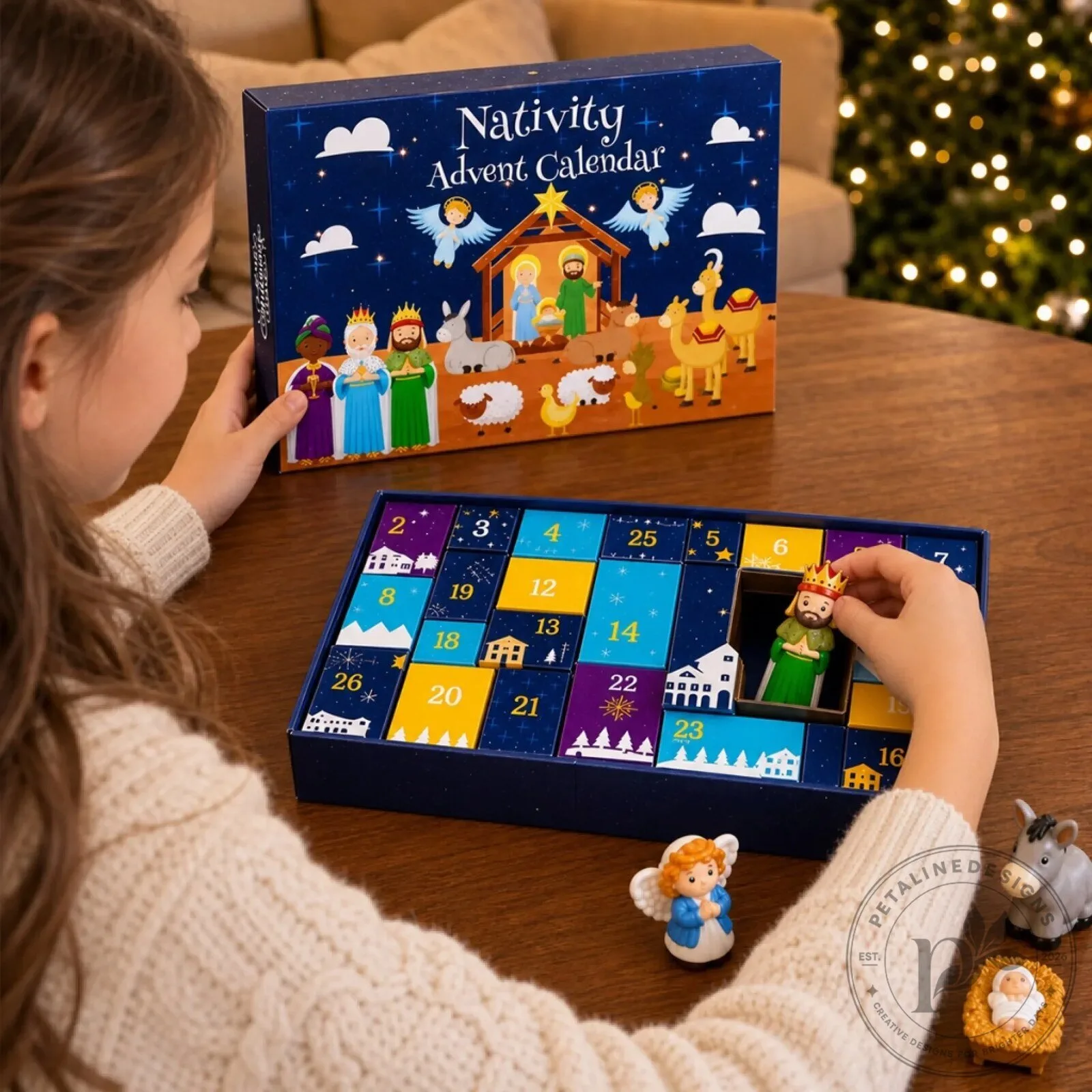 Nativity Scene Christmas Countdown Advent Calendar with Figurines 2D 17 Nativity Scene Christmas Countdown Advent Calendar with Figurines