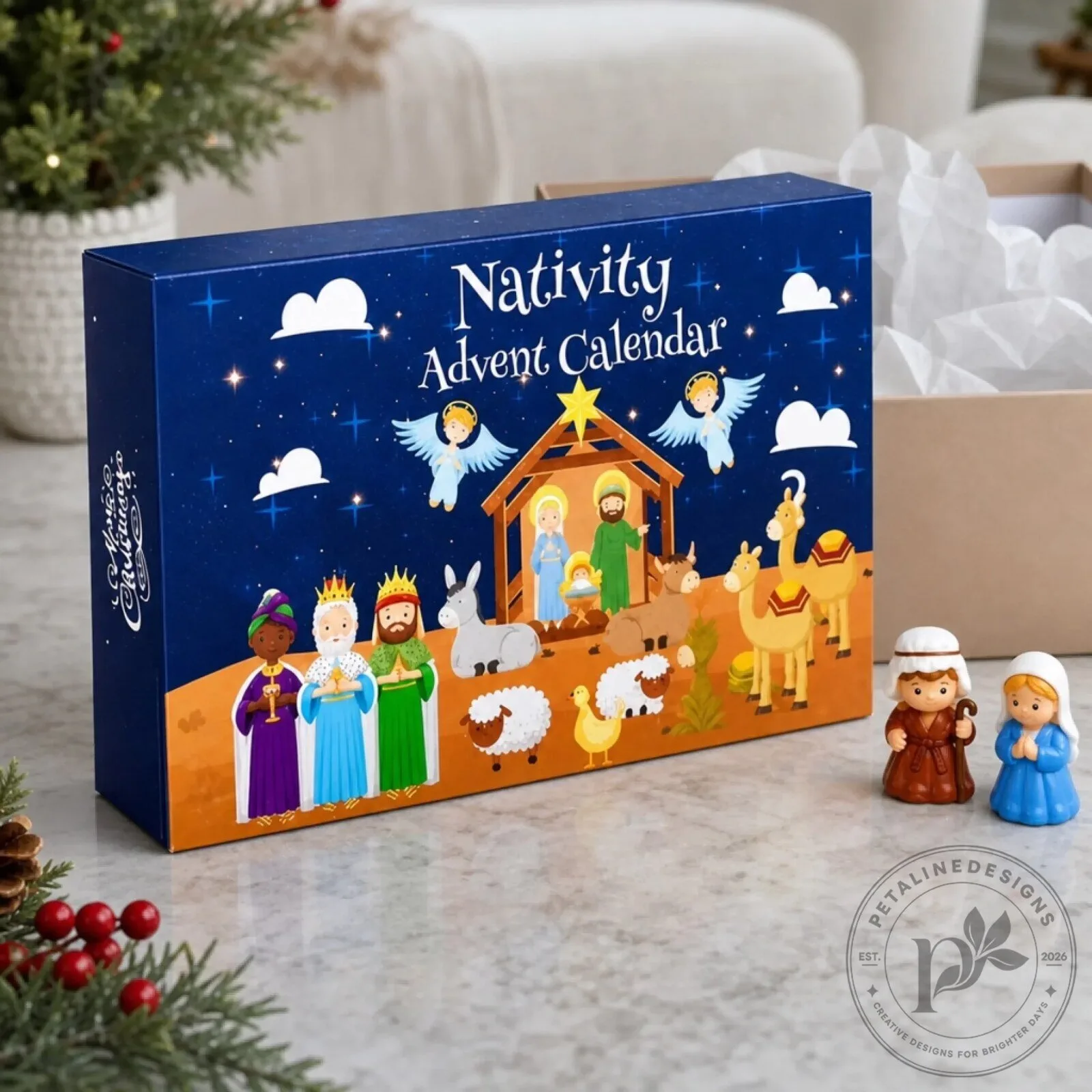 Nativity Scene Christmas Countdown Advent Calendar with Figurines 2D 18 Nativity Scene Christmas Countdown Advent Calendar with Figurines