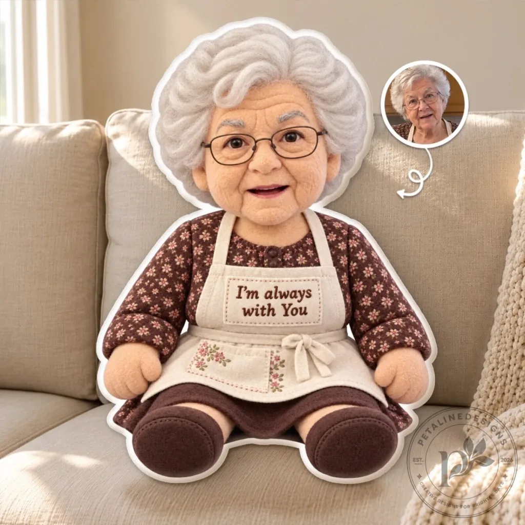 Personalized Grandma Shaped Pillow with Custom Photo and Text Personalized Grandma Shaped Pillow with Custom Photo and Text