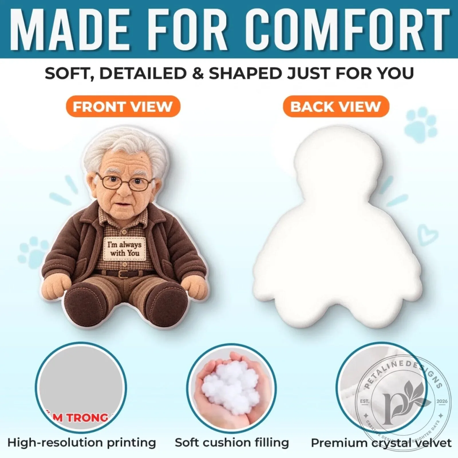 Personalized Grandma Shaped Pillow with Custom Photo and Text 11 Personalized Grandma Shaped Pillow with Custom Photo and Text